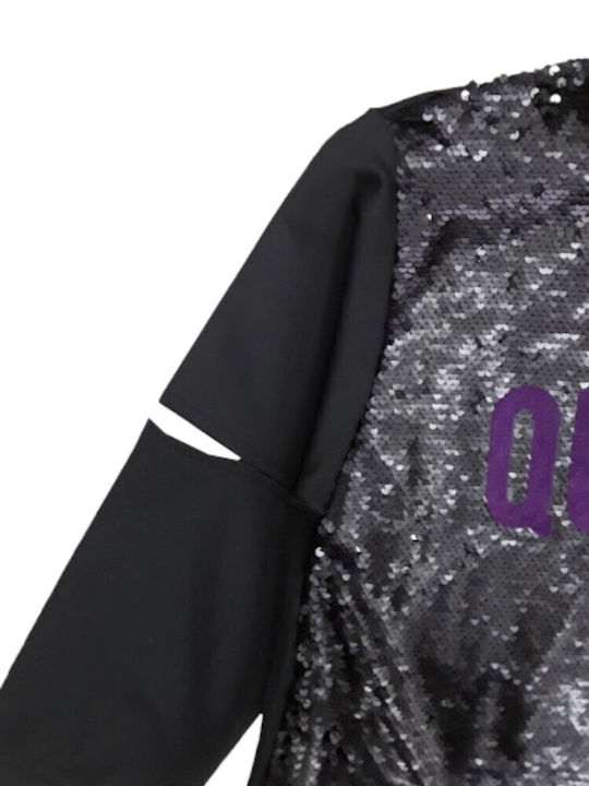 Girls Dress Long Sleeve with Sequins with Accessories Black