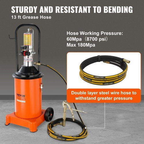 Vevor 12L Air-Operated Grease Pump Hose & Gun Portable Wheels Hyj3jldt0000xhuhbv0