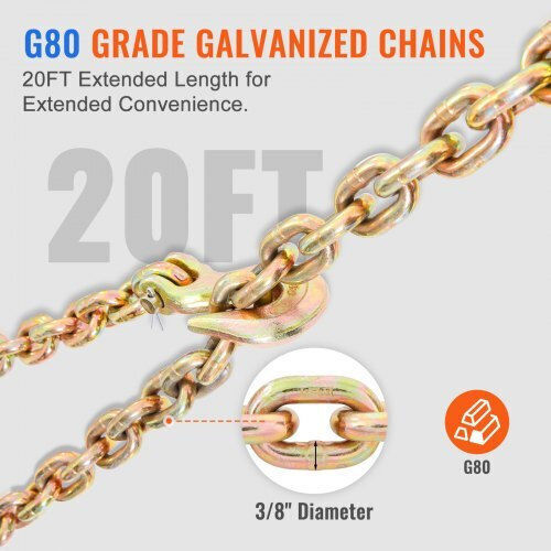 Vevor Chain Binders 2pcs 3/8"-1/2" 12000 Lbs Anti-Slip Handle Trucks