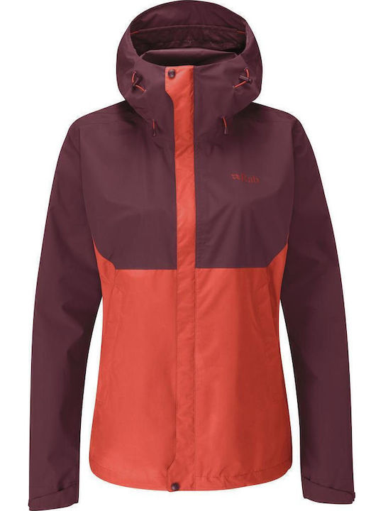 Downpour Eco Κοντό Γυναικείο Μπουφάν για Χειμώνα Deep Heather Red Grapefruit