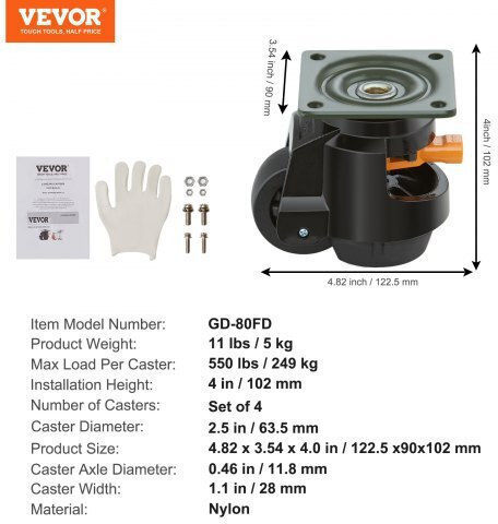 Vevor DJJLBSDJPBS4EN0Q3V0 Ρόδα από Καουτσούκ 28mm