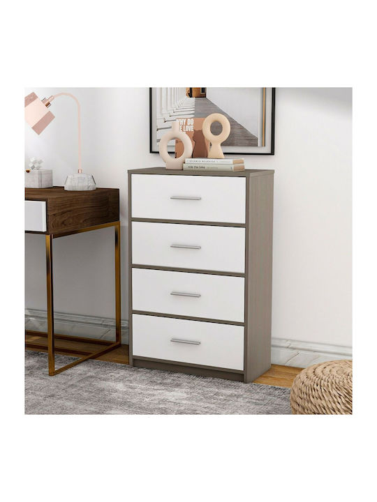 Wooden Chest of Drawers White Grey 58x30x91cm