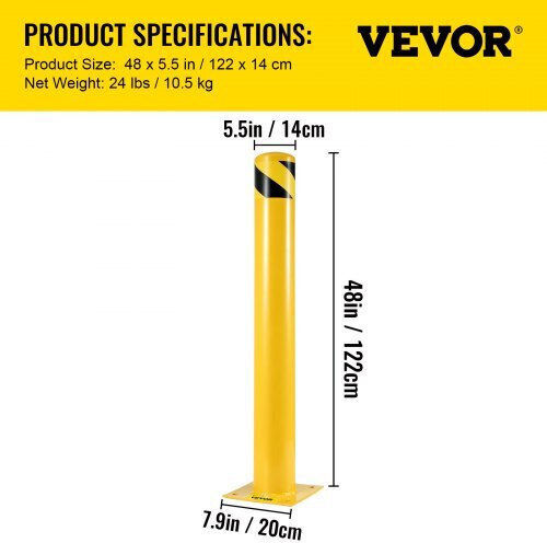 Vevor Κώνος Κυκλοφορίας σε Κίτρινο Χρώμα 20x20εκ.