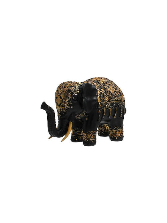 Table Decorative Polyresin Fylliana Elephant Black-Gold Color 16x7x14cm