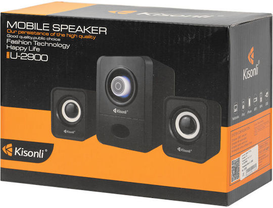 Kisonli U-2900 2.1 Speakers 5W Black