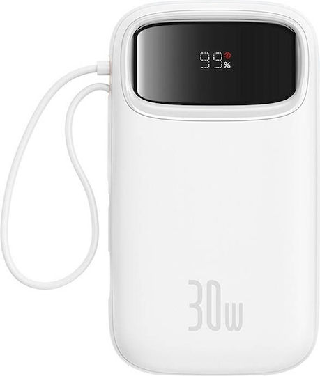 Baseus QPow 2 Power Bank 20000mAh 30W с USB-A порт и 2 USB-C порта Бял