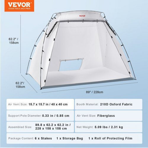 Φορητή Σκηνή Βαφής Vevor 7.5x5.2x5.2ft Δάπεδο & Δίχτυ Bxspq906262inuco9v0