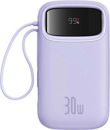 Baseus QPow 2 Power Bank 20000mAh 30W с USB-A порт и 2 USB-C порта Лилав