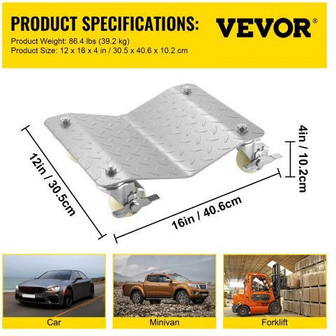 Vevor 2pcs Car Moving Dollies 1500lbs/680kg Tad3503ltywq00001v0