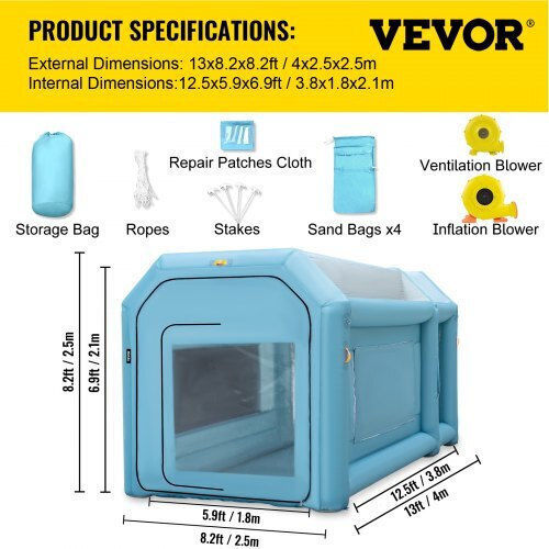 Vevor Vehicle Spray Booth with Blowers and Air Filter
