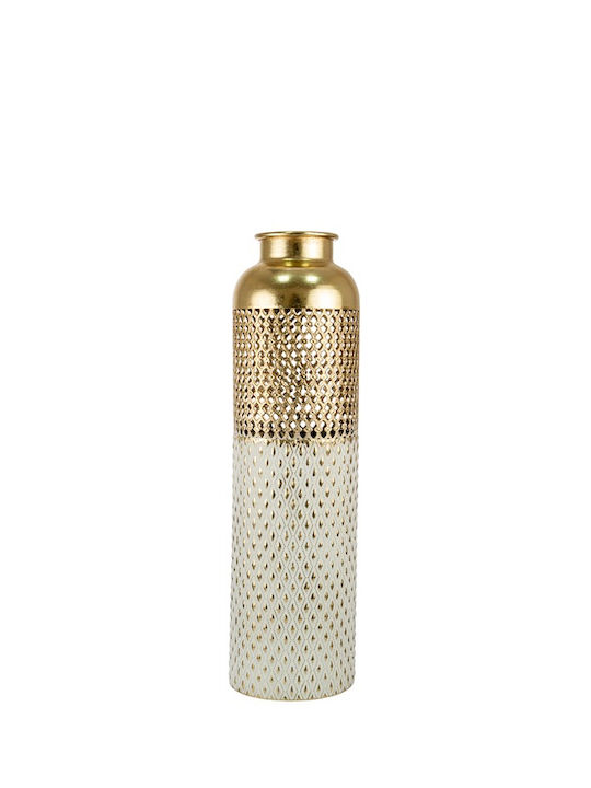 Metal Floor Vase White Gold Perforated 15.8x15.8x55.5cm Ideahome 24.13.50613