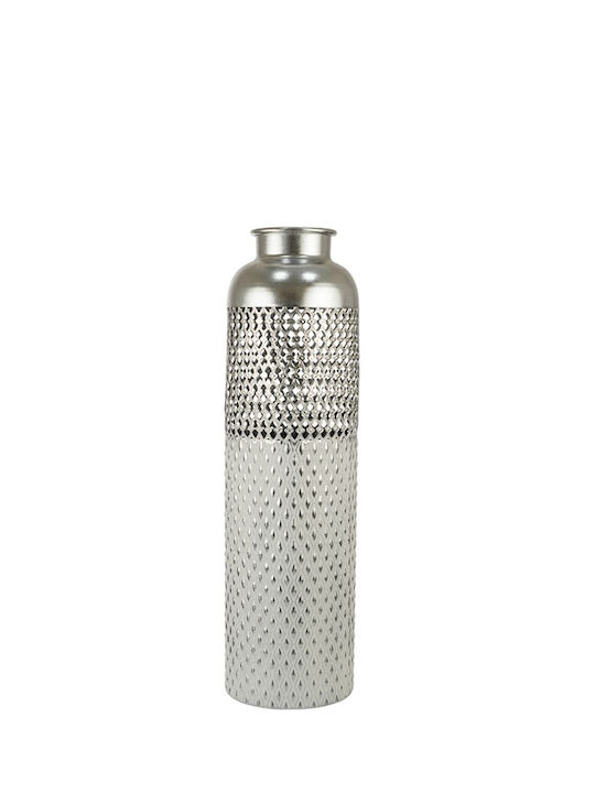 Metal Floor Vase White Gold Perforated 15.8x15.8x55.5cm Ideahome 24.13.50615