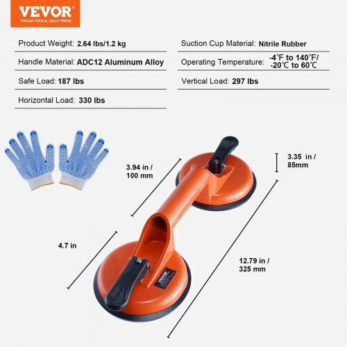 Vevor Μονή Βεντούζα Μεταλλική Διαμέτρου 119.38mm με Ικανότητα Συγκράτησης 150kg 2τμχ