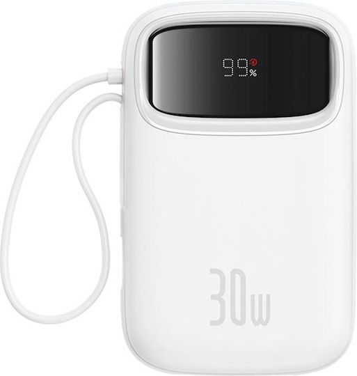 Baseus QPow 2 Power Bank 10000mAh 30W cu Port USB-A și Port USB-C Alb