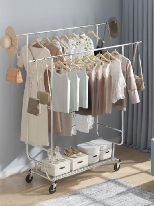 Vevor Wheeled Floor Garment Rack made of Metal Silver 54.5x21.5cm
