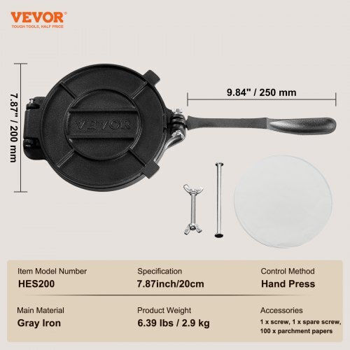 Πρέσα Τορτίγιας Vevor 8" Μαντέμι Χαρτί Ψησίματος Sysbby8yczt0dx21yv0