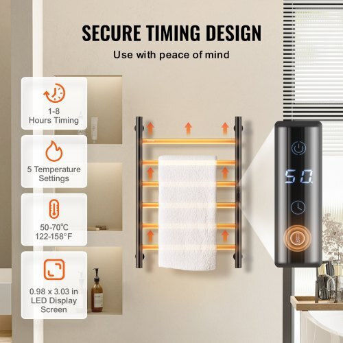 Vevor Electric Towel Rail 145W 61x50cm Black