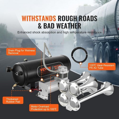 Vevor Train Horn Set 4 Trumpets Air Compressor 160 Psi Tank 2.6 Gal Qlbycqgtz12vb362gv9