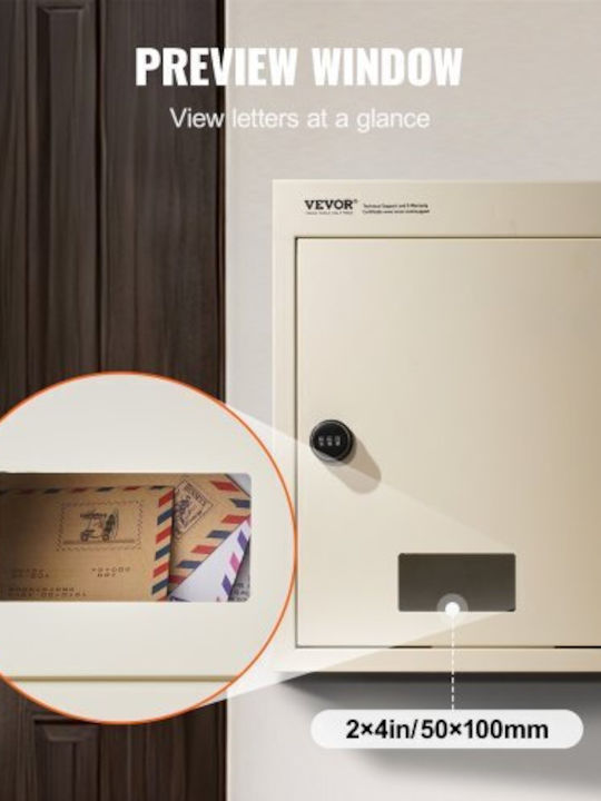 Vevor Γραμματοκιβώτιο Εξωτερικού Χώρου Inox σε Μπεζ Χρώμα
