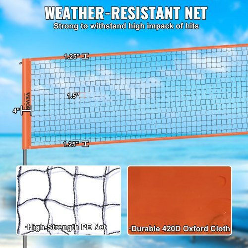 Vevor 4-Way Volleyball Net Adjustable Height Badminton Volleyball Portable Set with Carrying Bag Sfpqw1414yc0xfm07v0