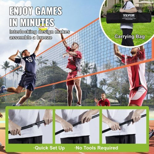 Vevor 4-Way Volleyball Net Adjustable Height Badminton Volleyball Portable Set with Carrying Bag Sfpqw1414yc0xfm07v0
