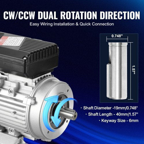 Vevor Ηλεκτροκινητήρας 0.75hp Μέγιστων Στροφών 1400rpm