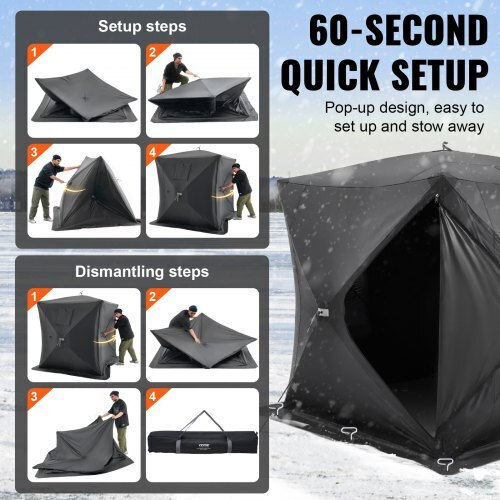 Vevor Fishing Tent Camping Tent Pop Up Black for 4 People 230x230x200cm Fishing Tent