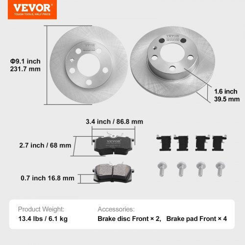 Σετ Πίσω Φρένων Vevor Audi A3 8l Qcccptzaudiaxw6yqv0