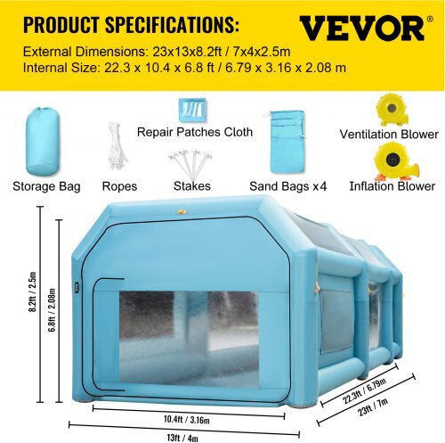 Vevor Lackierkabine Mit Gebläsen Und Luftfilter