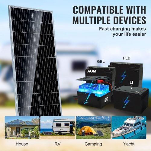 Vevor GDSDJTYNBDJ1MLOFJV9 Monocrystalline Solar Panel 100W 12V 1095x450x29mm