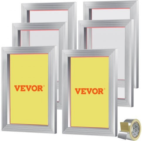 Vevor Silk Screen Printing Set Frame 10x14in 110 Mesh 6pcs Sykjd61101014x54uv0
