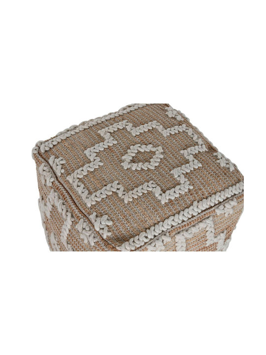 Footstool Home Esprit White Natural 45 X 45 X 45 Cm