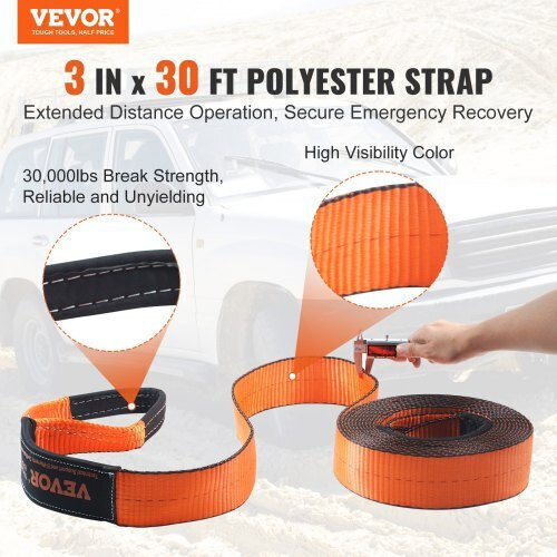 Vevor Off-road Recovery Kit Strap 30,000 Lbs Shackles 44,092 Lbs ATV Jeep Trucks Jpjygjb5j0005fpt8v0