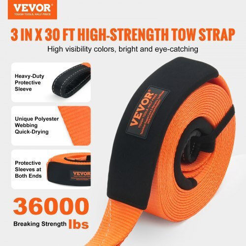 Vevor Recovery Strap Set 3" X 30 Ft Straps & Storage Bag Dznl3in30ftc2vvojv0