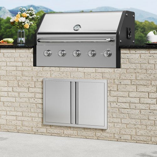 BBQ Door Vevor 774x532 mm Stainless Steel Double Outdoor Kitchen Door Smabscjmys30bvnbsv0