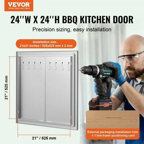 Πόρτα Bbq Vevor 610x610mm Ανοξείδωτη Διπλή Εξωτερική Κουζίνα Smmbscjmys245lws1v0