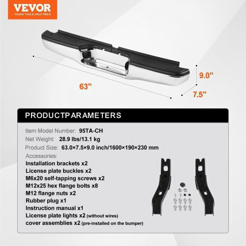 Задна хромирана броня Toyota Tacoma 1995-2004 Vevor Ftk19952004tj79jgv9