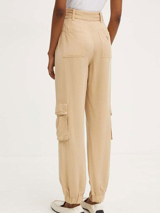 Guess Women's Fabric Cargo Trousers Beige