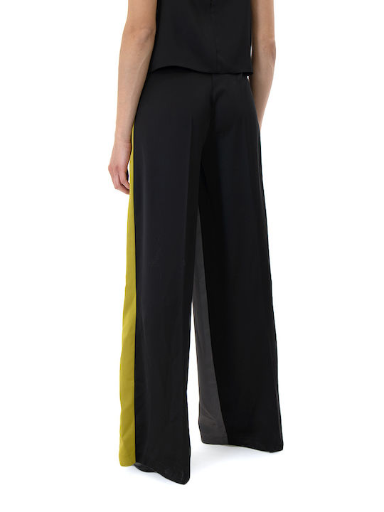 Dolce Domenica Women's High-waisted Satin Trousers Grey, Yellow, Black