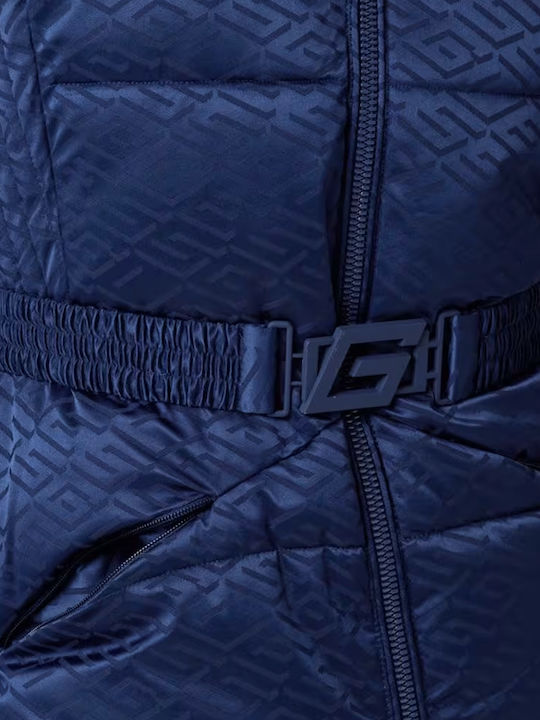 Women's Long Puffer Jacket for Winter Blue