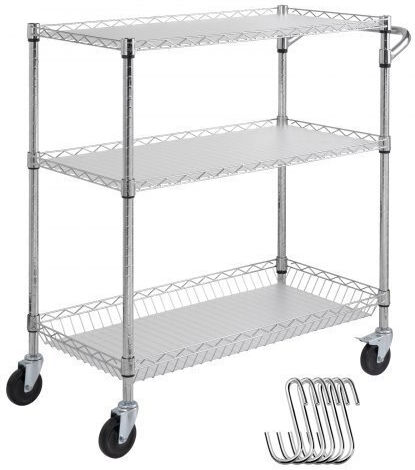 Vevor Commercial Kitchen Food Cart for Dish Baskets H90.17xW88.9xD45.72cm