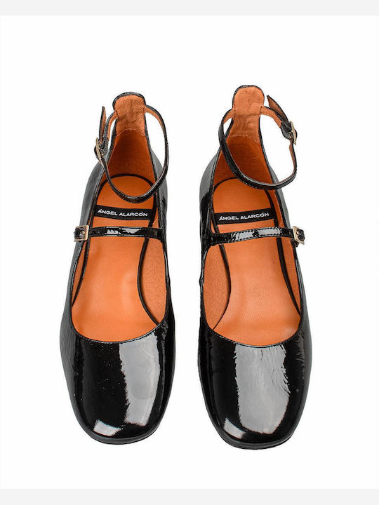 Leather Ballerinas With strap Black