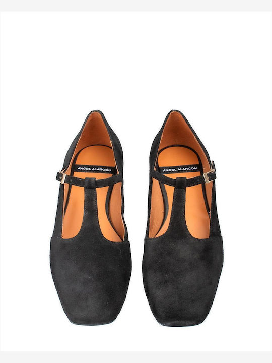 Lederne Damen Ballerinas in Schwarz Farbe