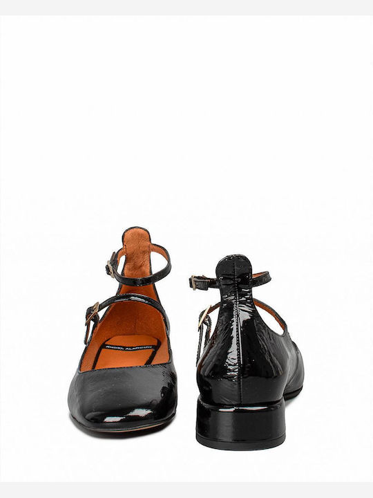 Leather Ballerinas With strap Black