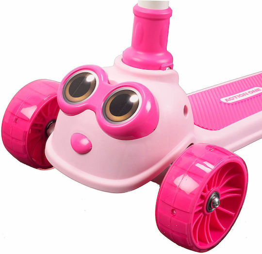 Action One Kids Scuter Pliabil cu 3 Roți Big Eyes Roz