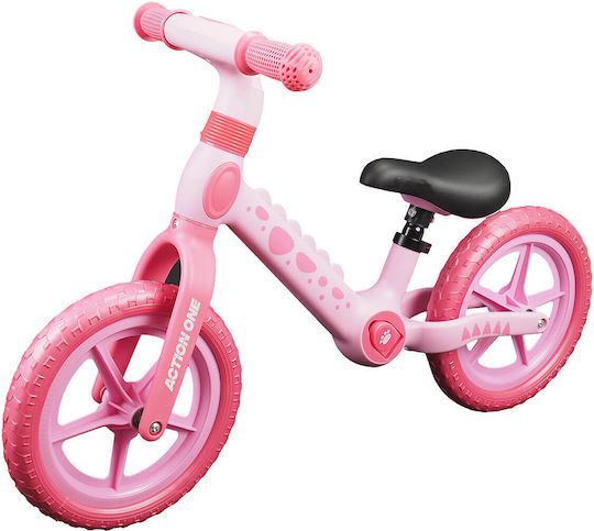 Bicicletă de echilibru pentru copii Action One Spiky 12 inch roz
