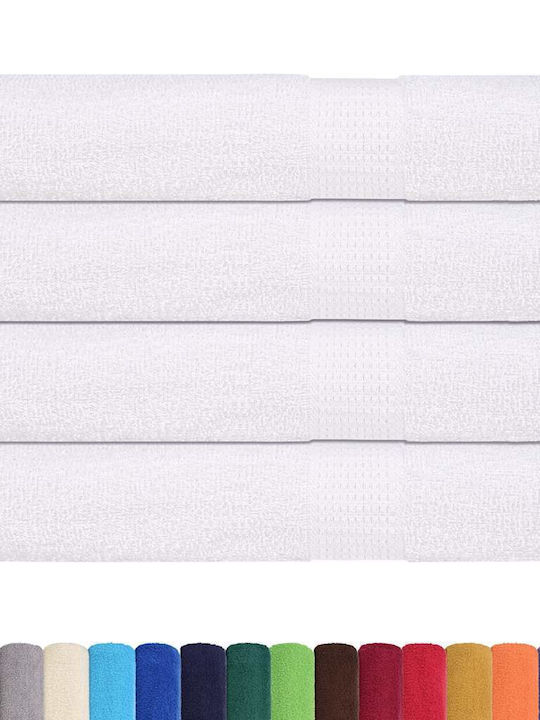 vidaXL 4pc Bath Towel Set 100x200cm. White