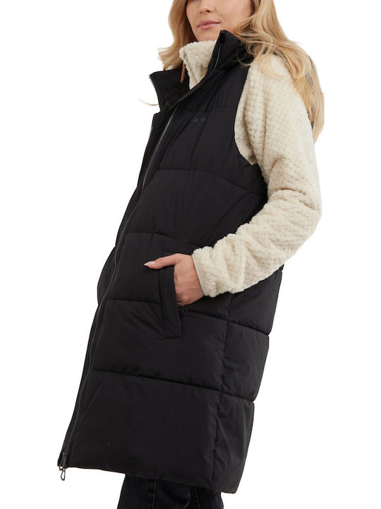 Lungă Jachetă de femei Fără mâneci Puffer Black