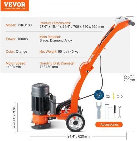 Polizor de Pardoseală Vevor 7" 2.0hp Reglabil Hntsgjjs13002s4zdv2