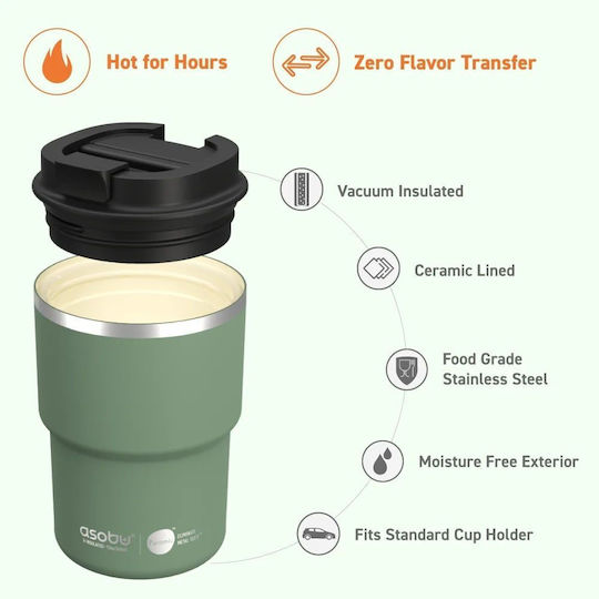 Asobu Ποτήρι Θερμός 360ml Πράσινο
